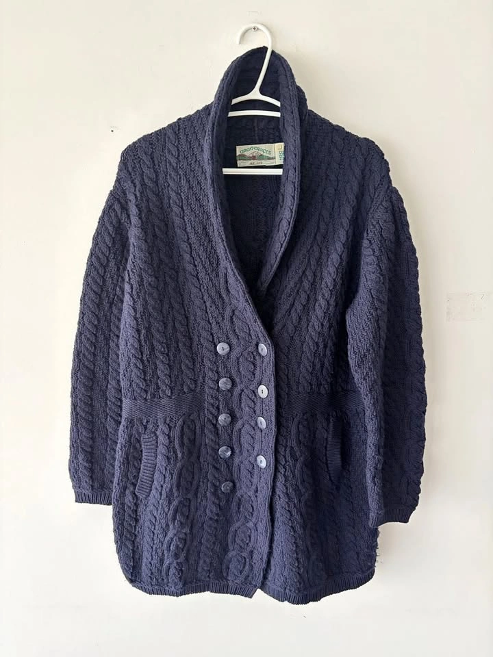Aran Crafts Women's Double Breasted 100% Merino Wool Sweater L