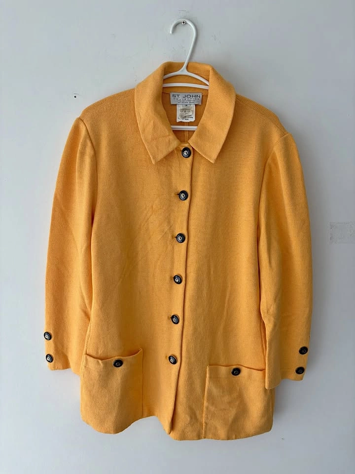 St. John Collection Santana Wool Knit Cardigan Sweater Size 14