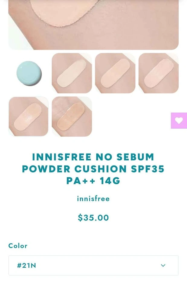 Innisfree No-Sebum Powder Cushion 21N SPF 29 PA++ (BB Cushion) B - photo 3