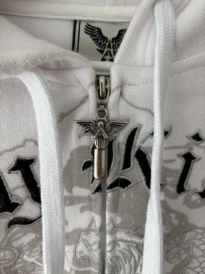 Vintage Y2K Avirex White Zip Up Hoodie Size M - photo 3