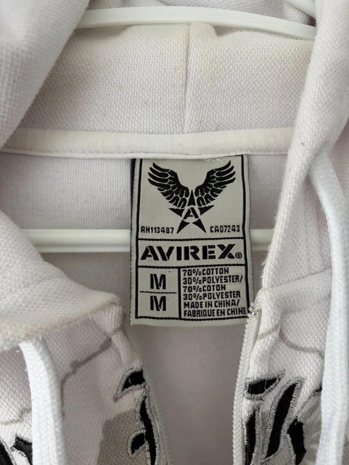 Vintage Y2K Avirex White Zip Up Hoodie Size M - photo 4