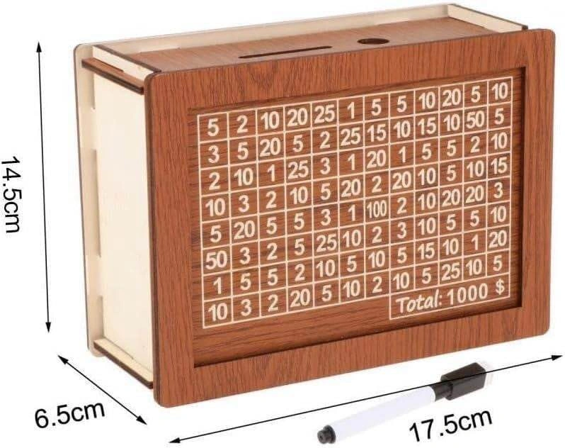 Brand New Wooden 1000 Dollar Savings Challenge Money Box - photo 3