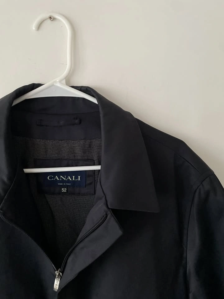 Canali Cotton Made in Italy Full Zip Men's Black Jacket XL - photo 2