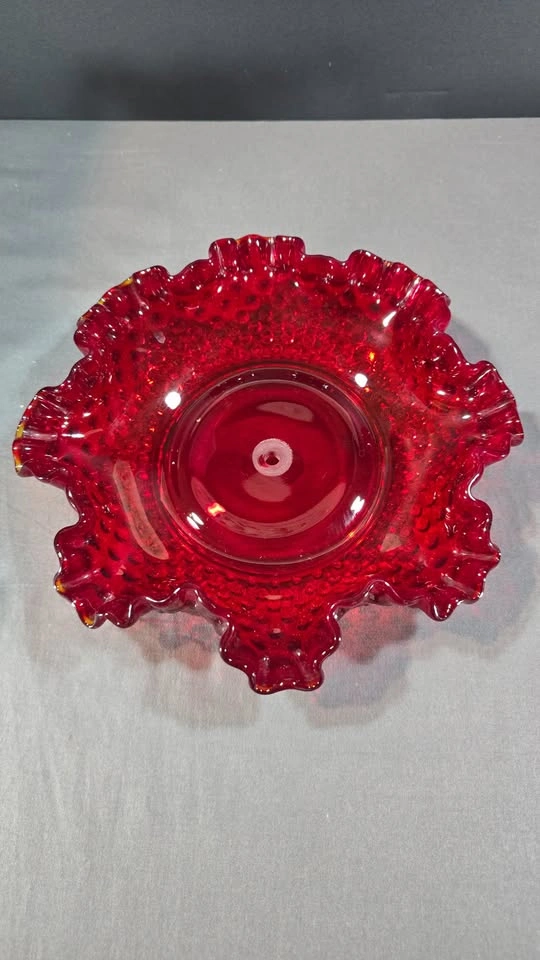 GLASS CRANBERRY CANDY BOWL & 2 MINI-PITCHERS - photo 3