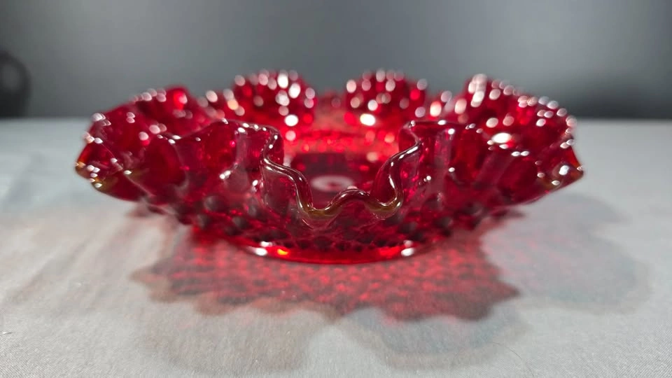 GLASS CRANBERRY CANDY BOWL & 2 MINI-PITCHERS - photo 5