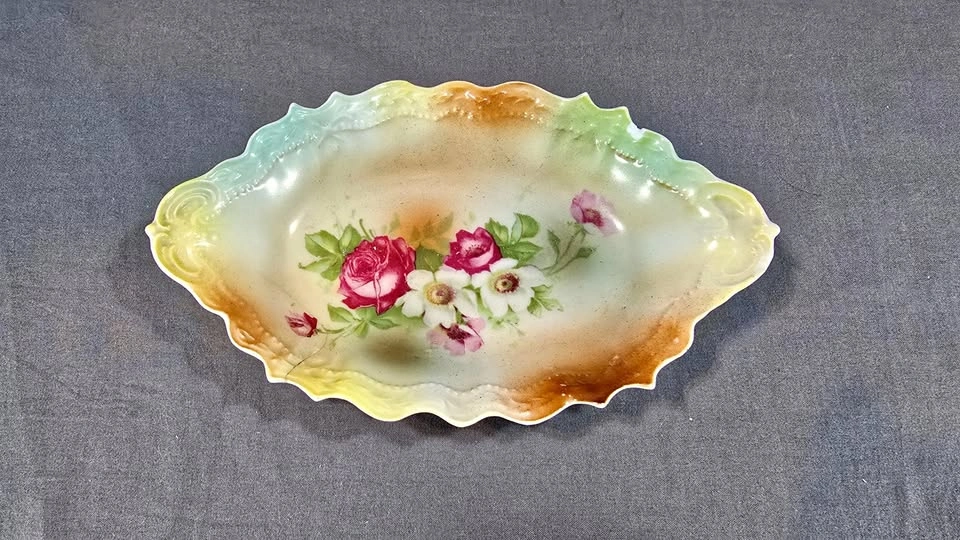 Vintage Hand Painted Celery Dish Floral