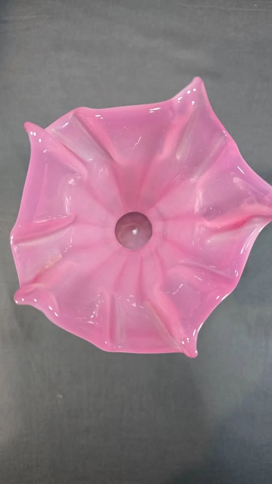 MURANO PINK ART GLASS VASE WITH RUFFLED RIM - photo 2