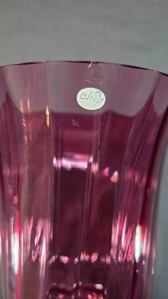 Pink Cranberry Glass Vase with Ribbed Optic Pattern - photo 3