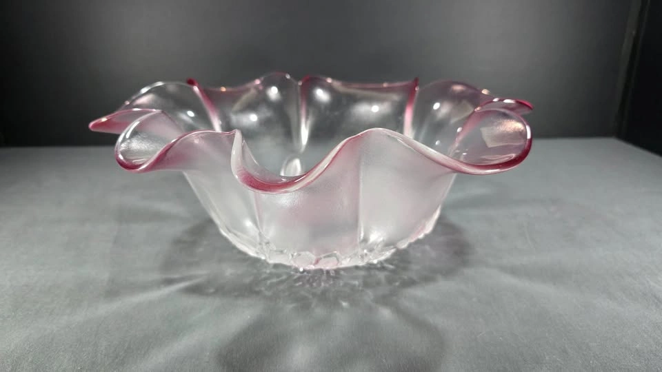 FROSTED GLASS BOWL RUFFLED RIM MIKASA ROSELLA - photo 2