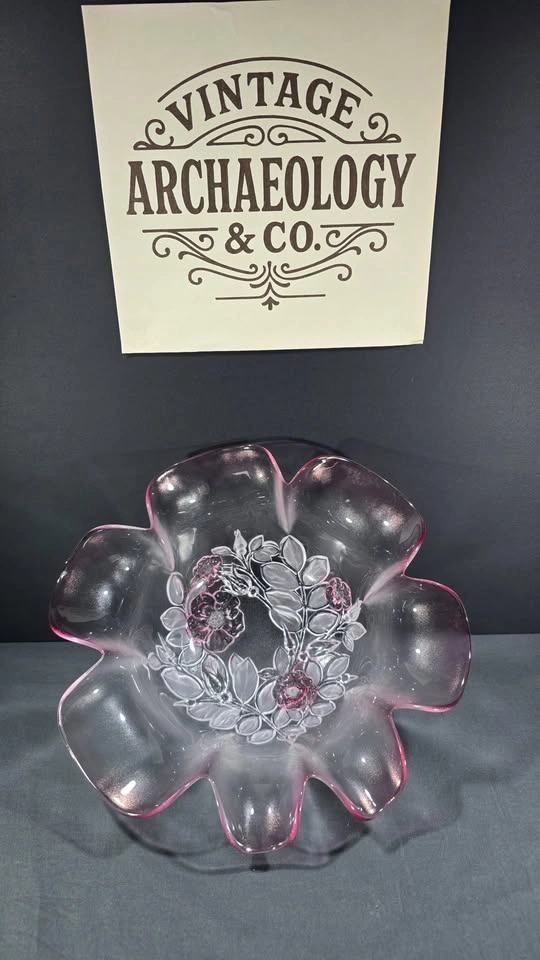 FROSTED GLASS BOWL RUFFLED RIM MIKASA ROSELLA - photo 5