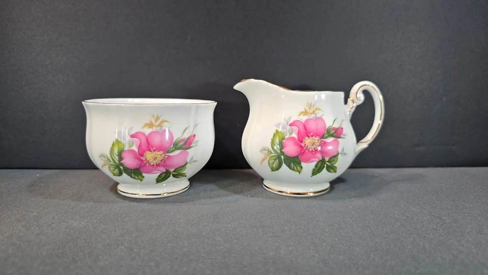 Royal Adderley Prairie Rose Creamer & Sugar Set