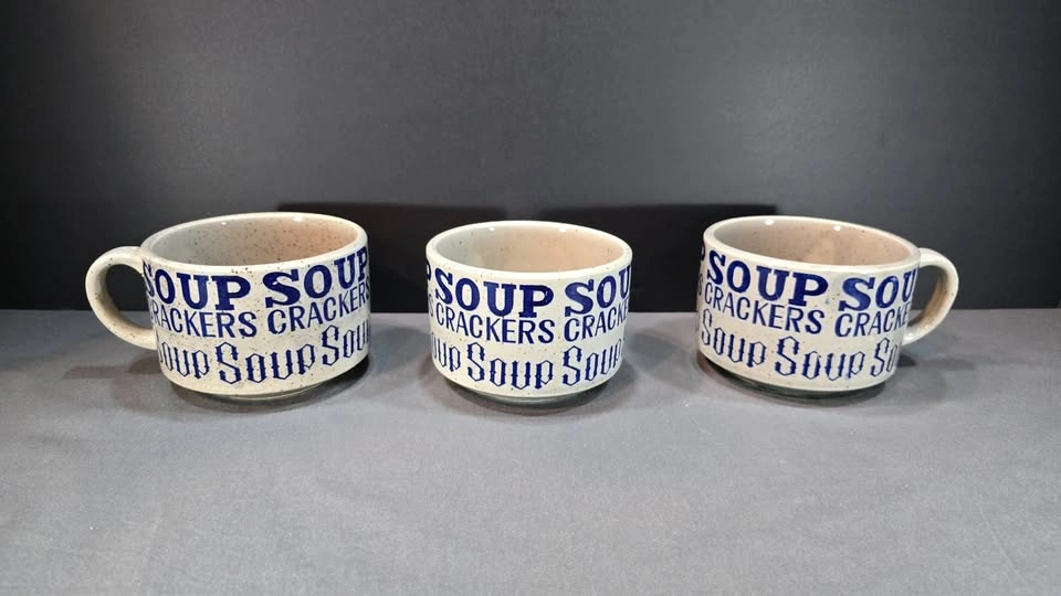 1970S JAPAN STONEWARE SOUP MUGS SET OF 3 - photo 2