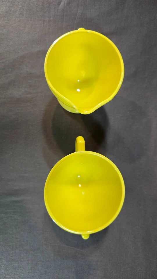 Hazel Atlas Chartreuse Yellow Platonite Creamer & Sugar Set - photo 4