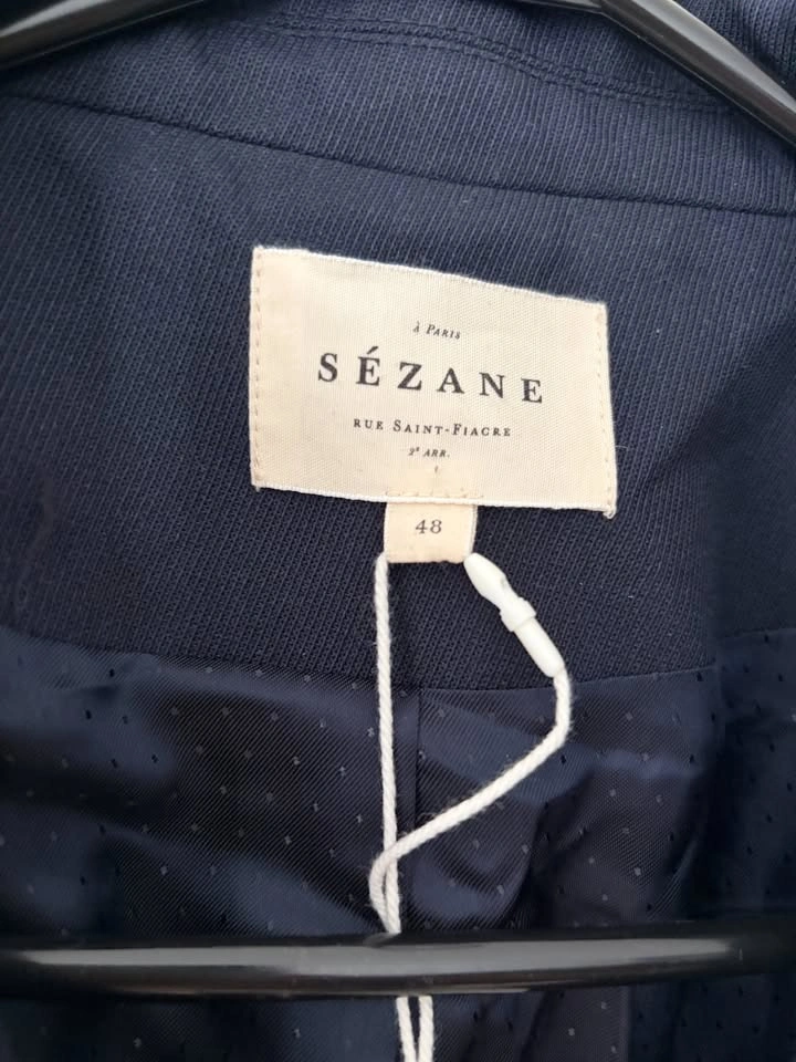 Sezane Michele Navy Gold Buttons Blazer Jacket Size 16 NEW - photo 4