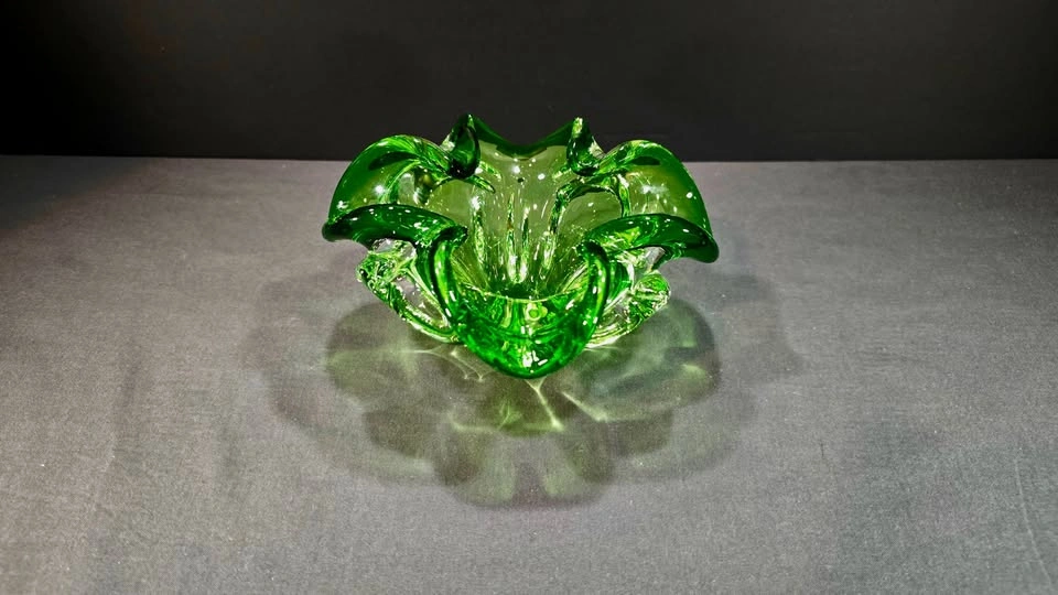 Green Controlled Bubble Glass Bowl - Murano Style - photo 2