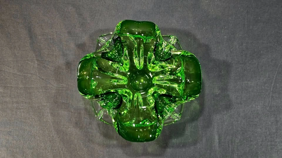 Green Controlled Bubble Glass Bowl - Murano Style - photo 4