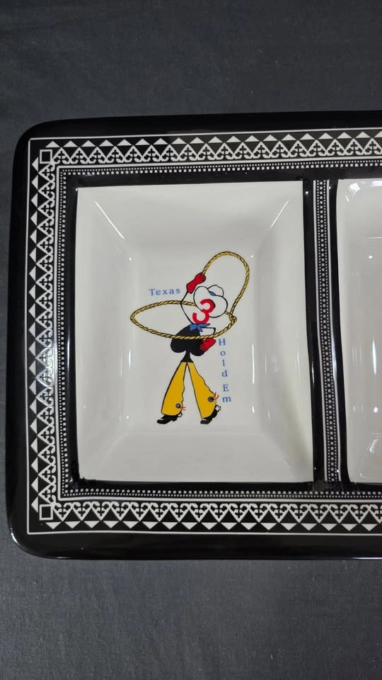 Ceramic 3-Compartment Serving Tray - Playing Cards Theme - photo 3