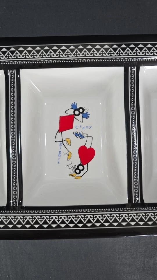 Ceramic 3-Compartment Serving Tray - Playing Cards Theme - photo 4