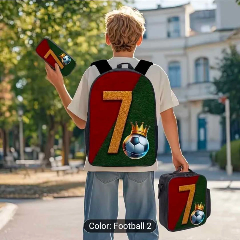 Soccer Pattern Backpack - Sports Outdoor Student Bag - photo 5