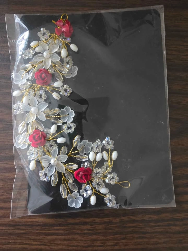 Pearl Tiara | Floral Hair Accessories | Bridal Gajra | Crystal H - photo 2