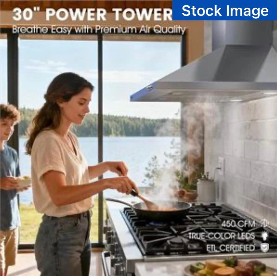 Chimney Range Hood Exhaust Fan - 30" - Stainless Steel - photo 3