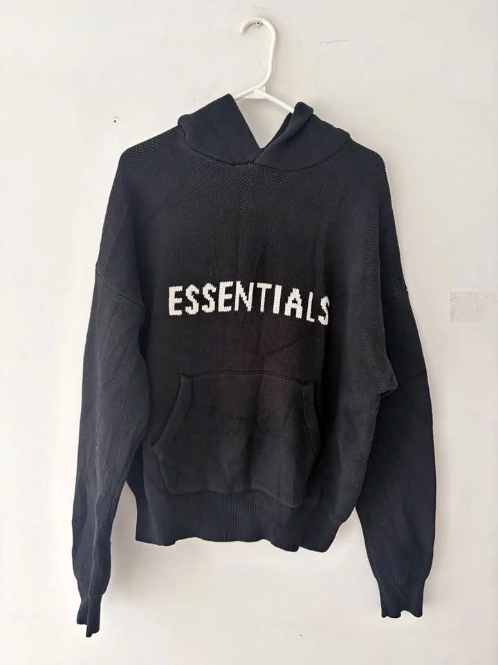 Essentials Fear of God Knit Pullover Hoodie Black Size S