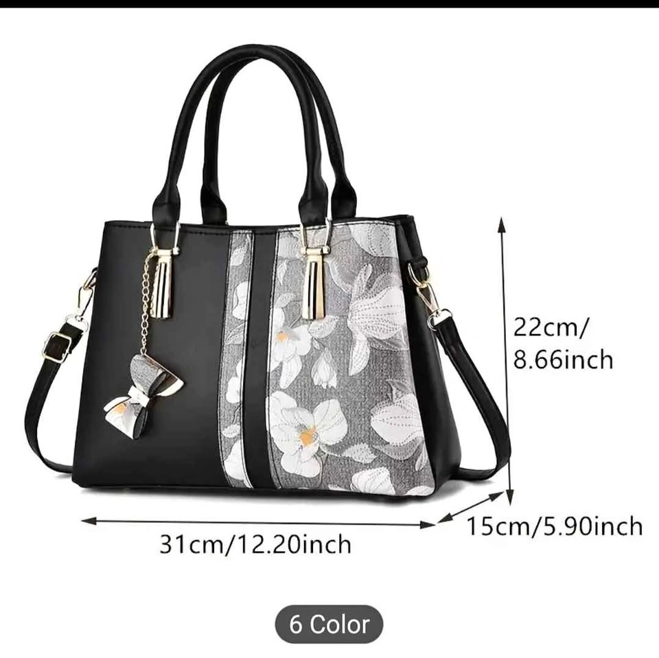 Elegant Floral Print Women's Handbag - Chic Colorblock