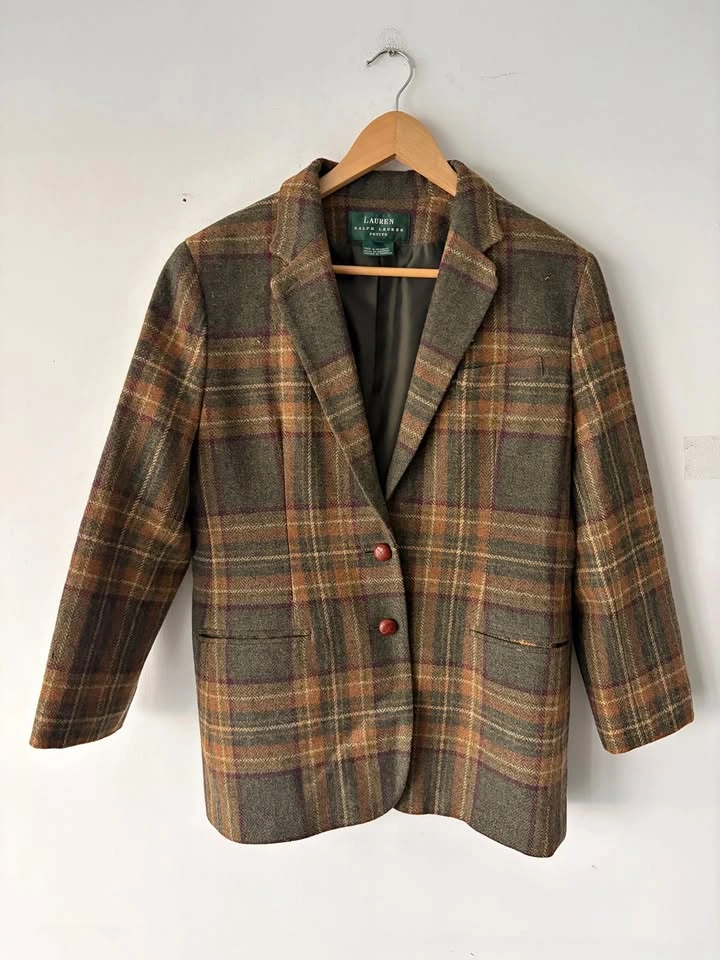 Ralph Lauren Women's Equestrian Plaid Blazer Jacket Size 12P