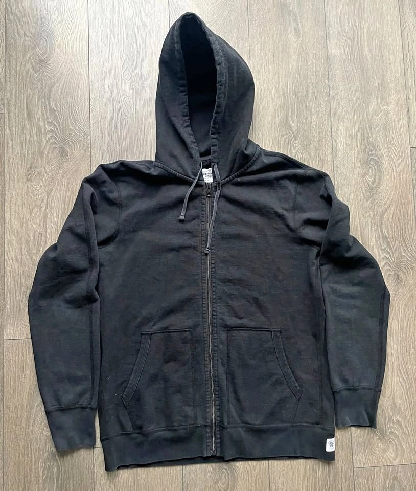 Reigning Champ Midweight Terry Full Zip Black Hoodie Size L