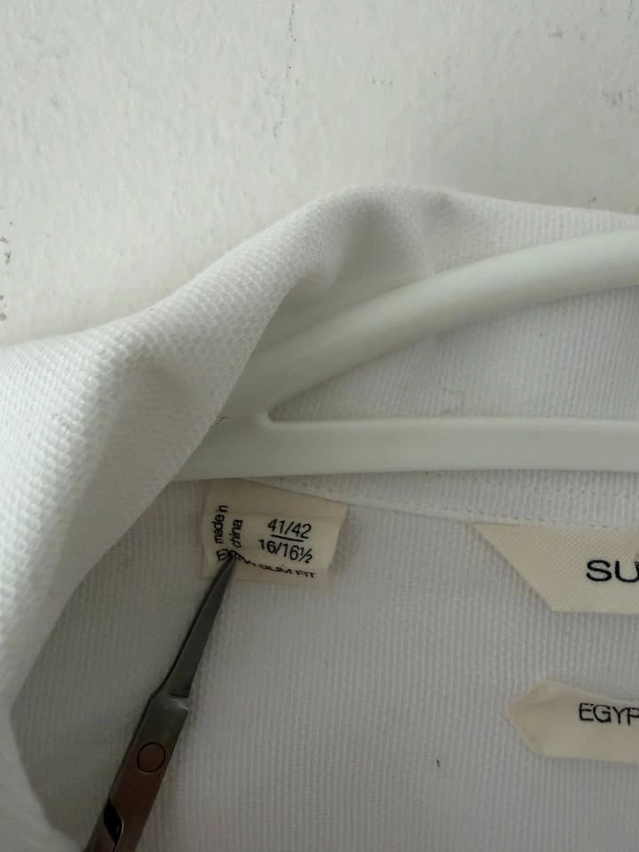 Suitsupply White Egyptian Cotton Slim Fit Dress Shirt Size 41/42 - photo 4