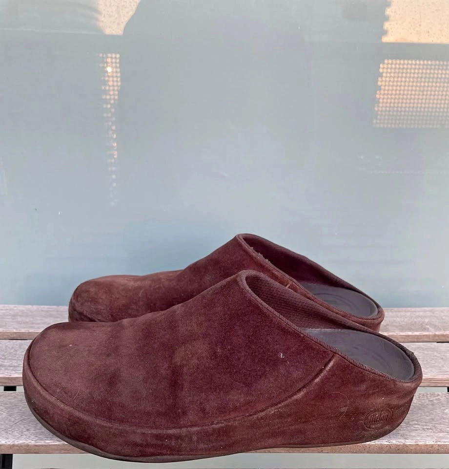 FitFlop Gogh Clog Women Shoes Suede Chocolate Brown Size 10