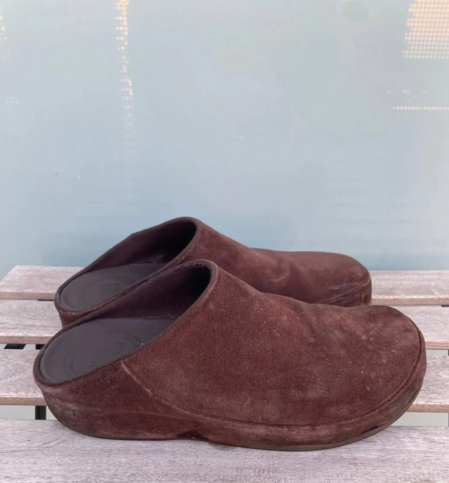 FitFlop Gogh Clog Women Shoes Suede Chocolate Brown Size 10 - photo 3