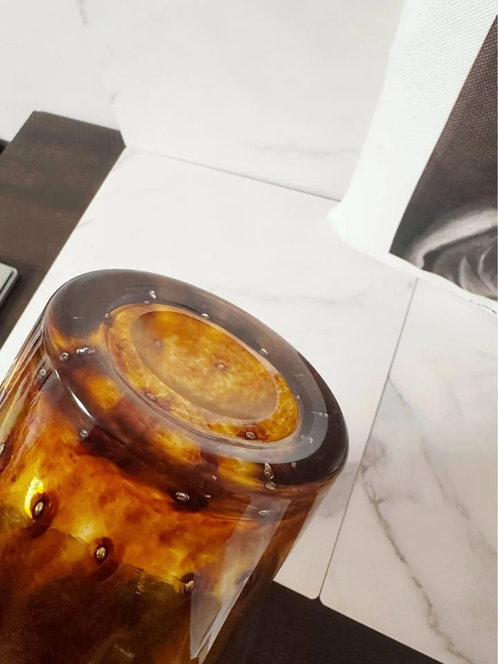 Tall Hand-blown Amber Bullicante Glass Vase - photo 2