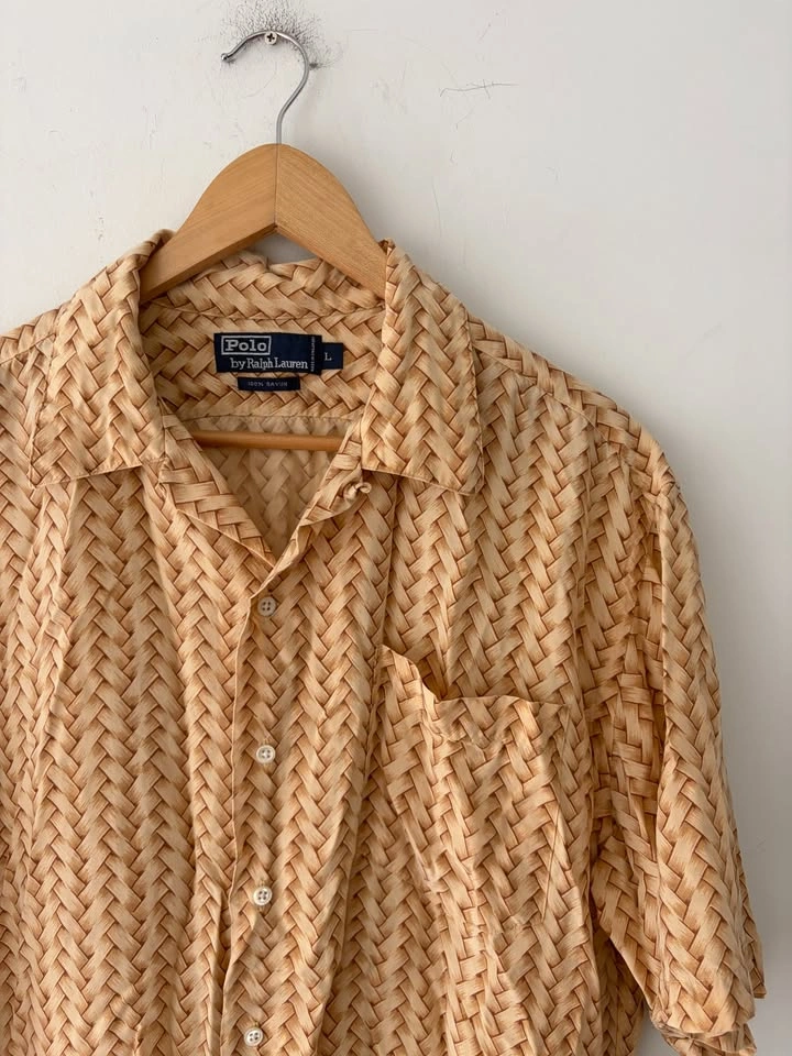 Vintage Polo Ralph Lauren Short Sleeve Woven Basket Pattern Shir - photo 2