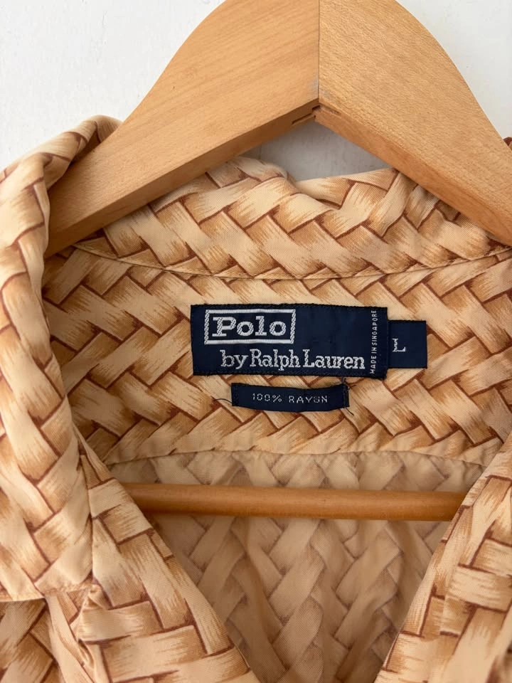 Vintage Polo Ralph Lauren Short Sleeve Woven Basket Pattern Shir - photo 3