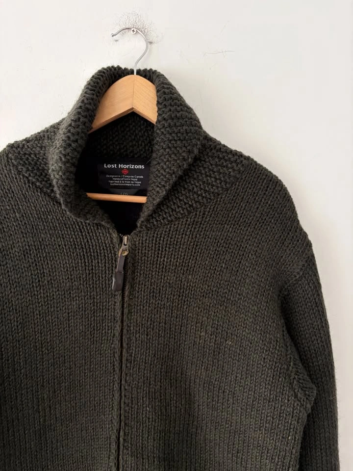 Lost Horizons Men's Full Zip Wool Fleece Cardigan Sweater - Size - photo 2