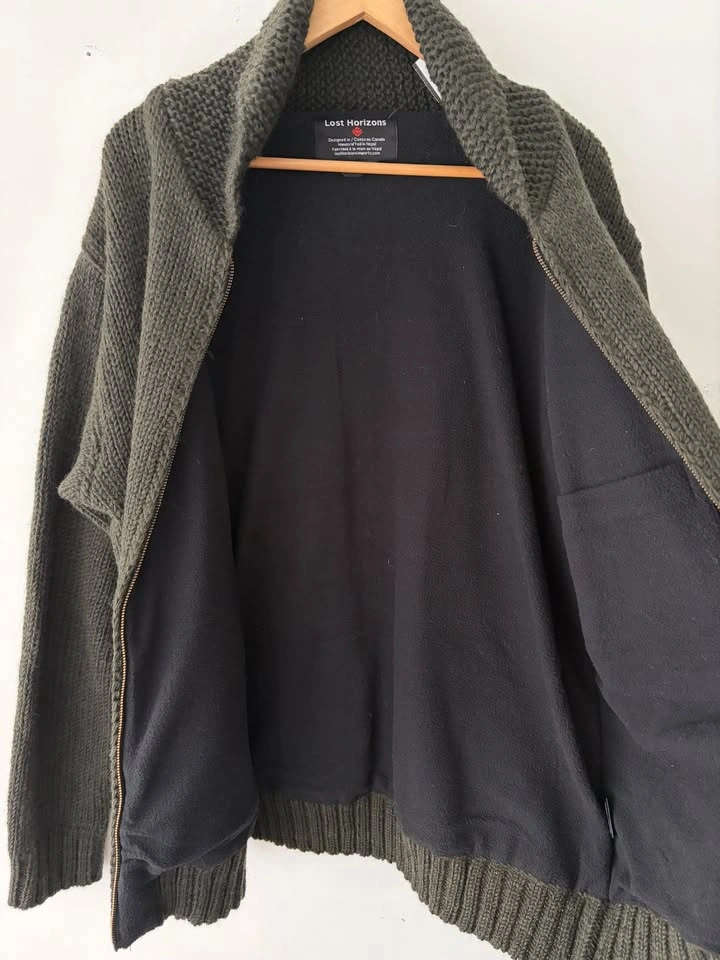 Lost Horizons Men's Full Zip Wool Fleece Cardigan Sweater - Size - photo 4