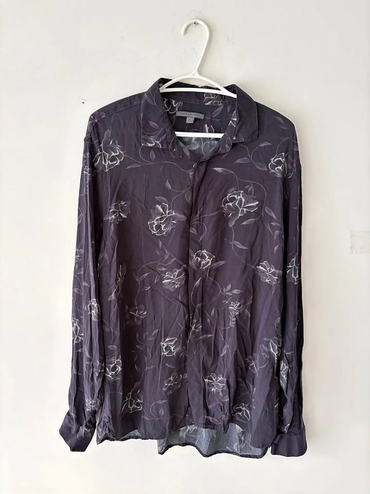 John Varvatos Men's Rodney Floral Button Down Shirt XL