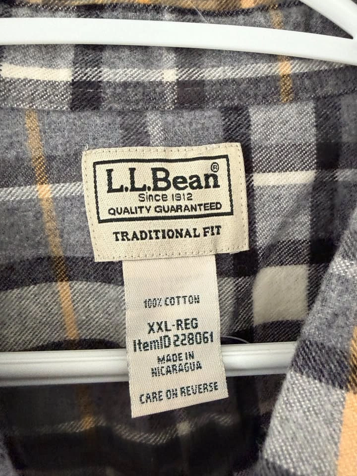 L.L. Bean Scotch Plaid Flannel Shirt XXL NEW - photo 3