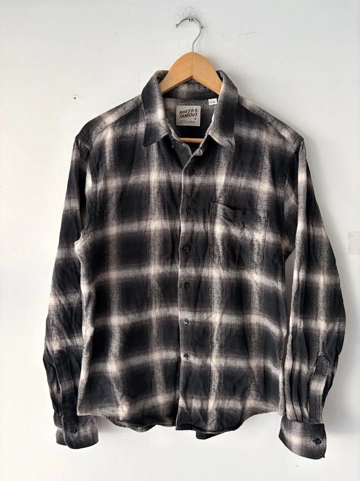Naked & Famous Mens Plaid Flannel Shirt Size M