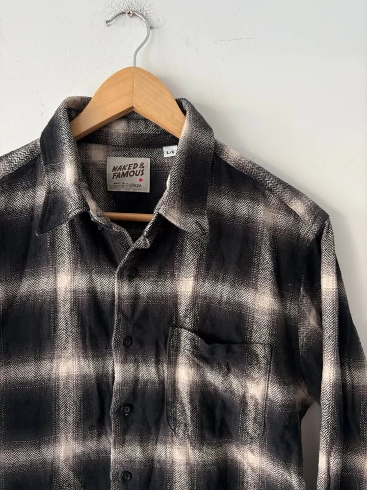 Naked & Famous Mens Plaid Flannel Shirt Size M - photo 2