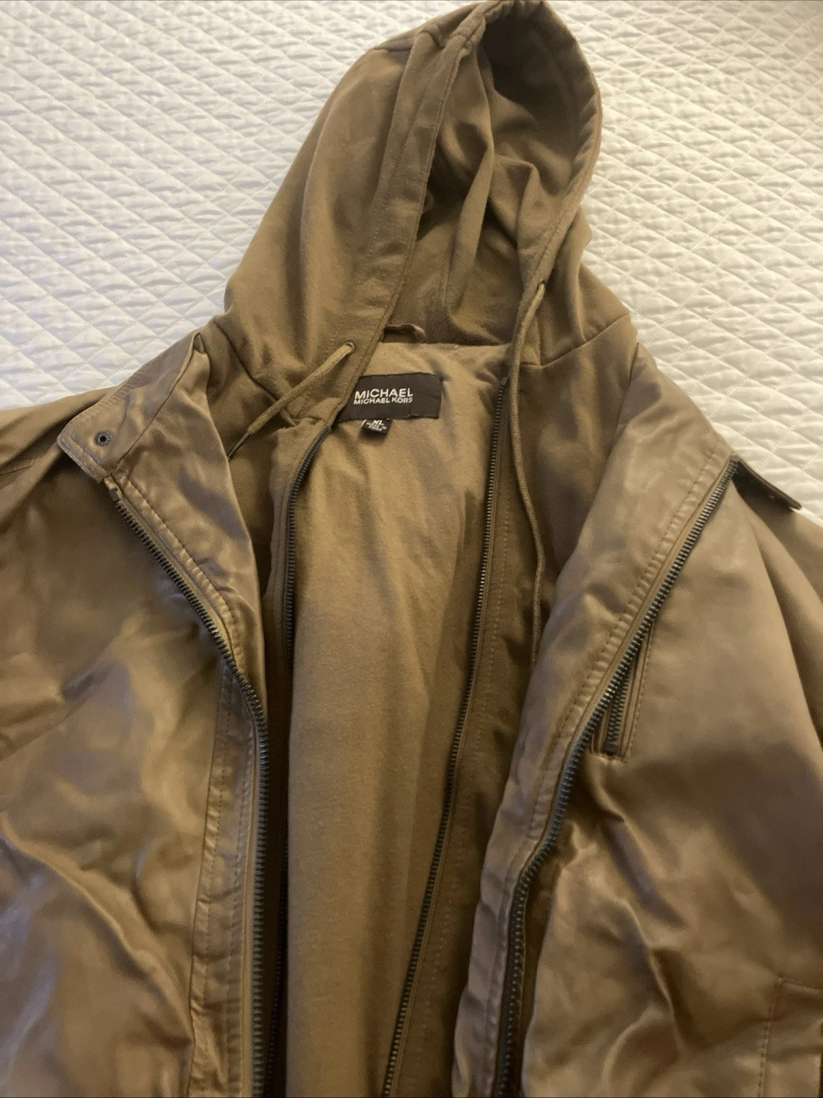 Michael Kors Men's Brown Faux-Leather Moto Jacket XL - photo 3