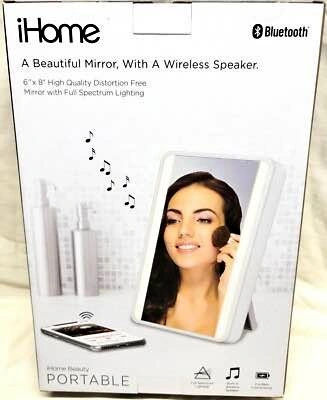 iHome Travel Lighted Vanity Mirror w/ Bluetooth Speaker