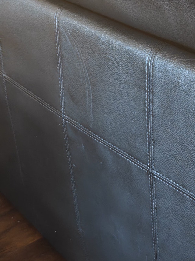 IKEA KIVIK Black Leather Sofa & Ottoman - photo 4