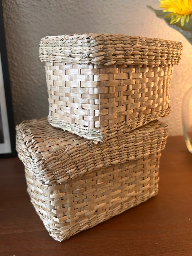 IKEA LURPASSA Box with lid, set of 2, seagrass