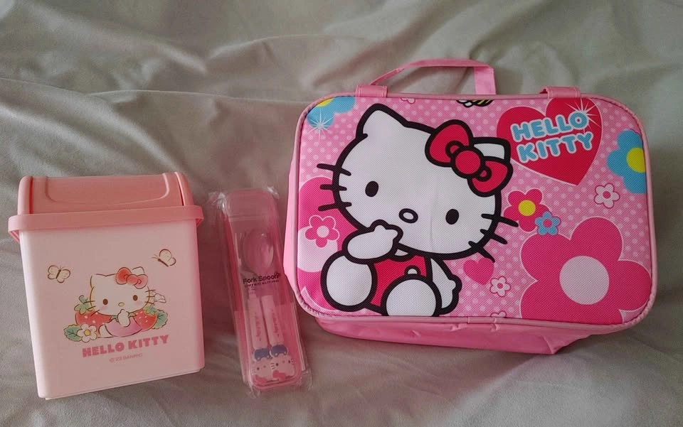 Hello Kitty Insulated Lunch Box with Utensils and Mini Garbage C