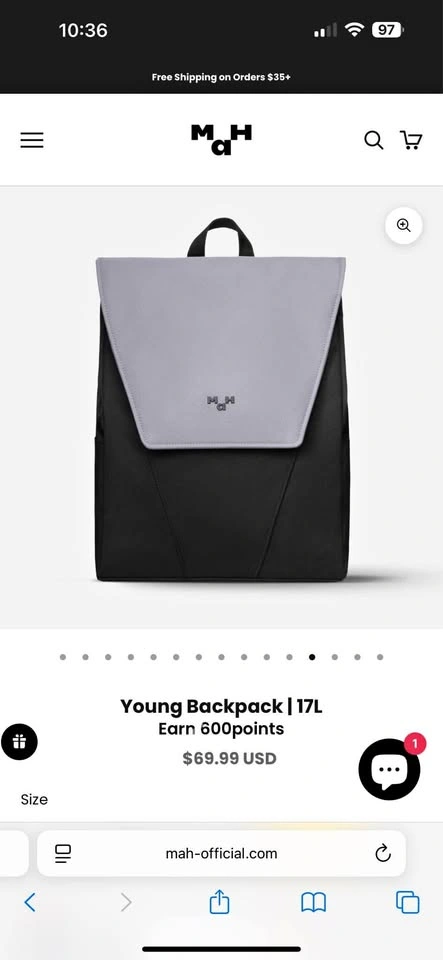 MAH backpack black gray 17L