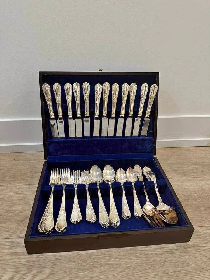 Vintage Silver Plated Flatware Set with Case – Japan
