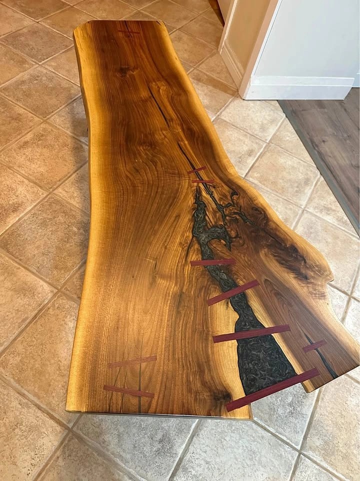 Live Edge Epoxy River Wood Table / Bench - Handmade