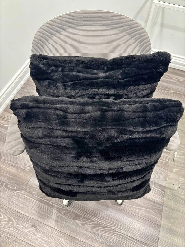 Black Faux Fur Cushion